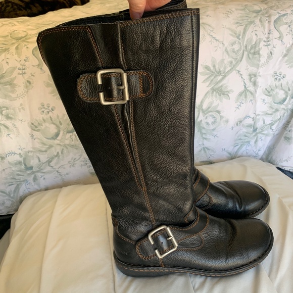 boc Shoes Womans Boc Tall Buckle Riding Boots Black Soft Leather